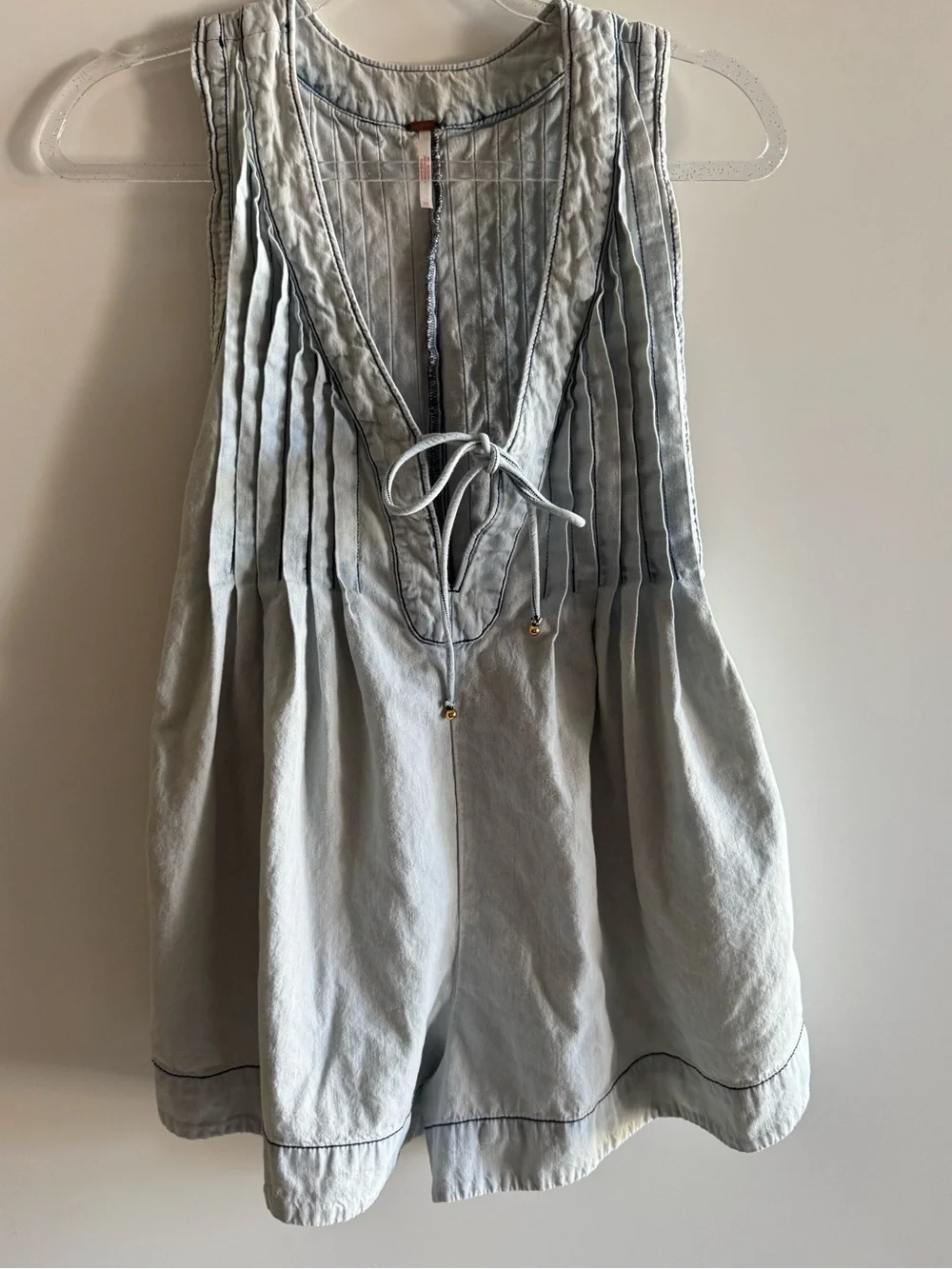 Free People Chambray Pintuck Romper Size 2